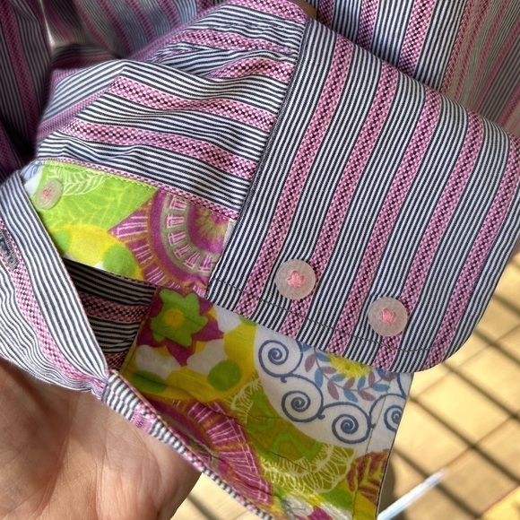 Robert Graham Long Sleeve Button Down Shirt Large Multicolor Pink Blue Floral - Picture 7 of 13